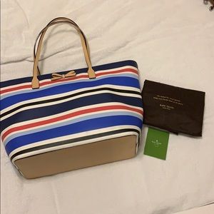 NWOT Kate Spade Blue and Red Striped Bag